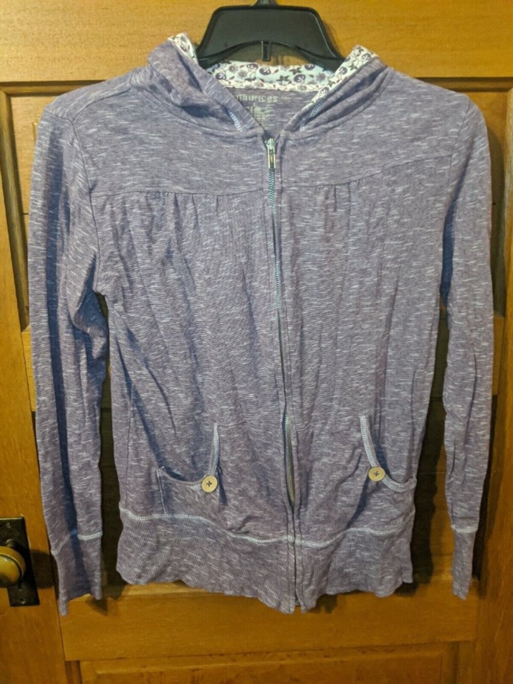 Maurices Marled Purple Full Zip Hoodie Sweater Size L Jacket Womens